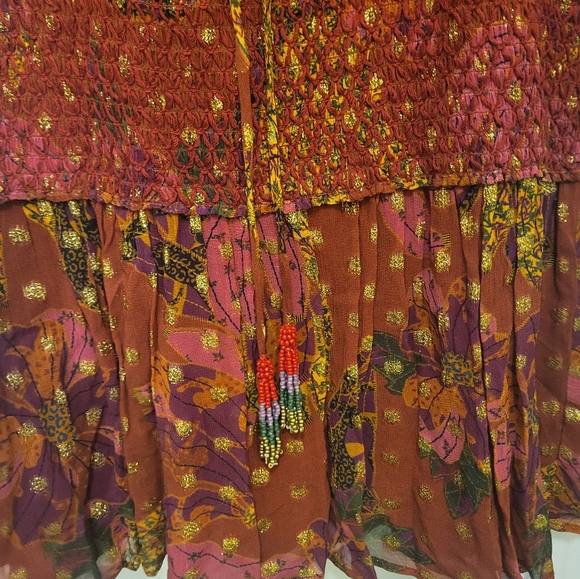 Farm Rio Bannana Flowers Smocked Mini Dress Size Small - Picture 11 of 16